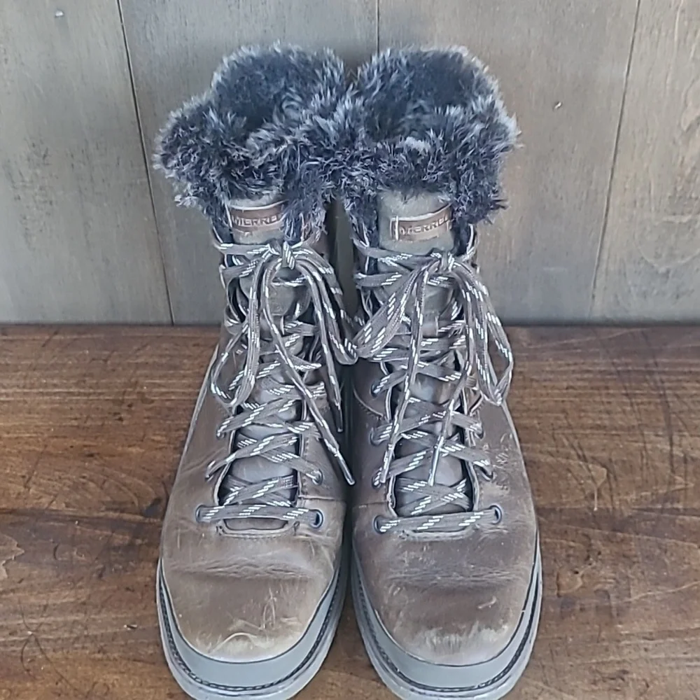 Merrell Tremblant Ezra Brown Leather Boot Women's sz 7 Lace Up Waterproof Boot